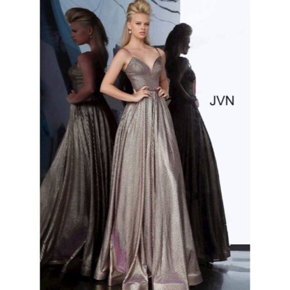 NWT JVN Jovani Gold Purple Formal Ball Gown $397 - Picture 2 of 7